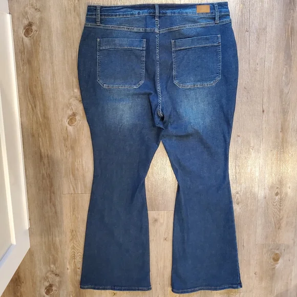 Judy Blue Boho Plus Size High Rise Ultra Flare Dark Denim Blue Jeans Size 22W - Picture 4 of 14